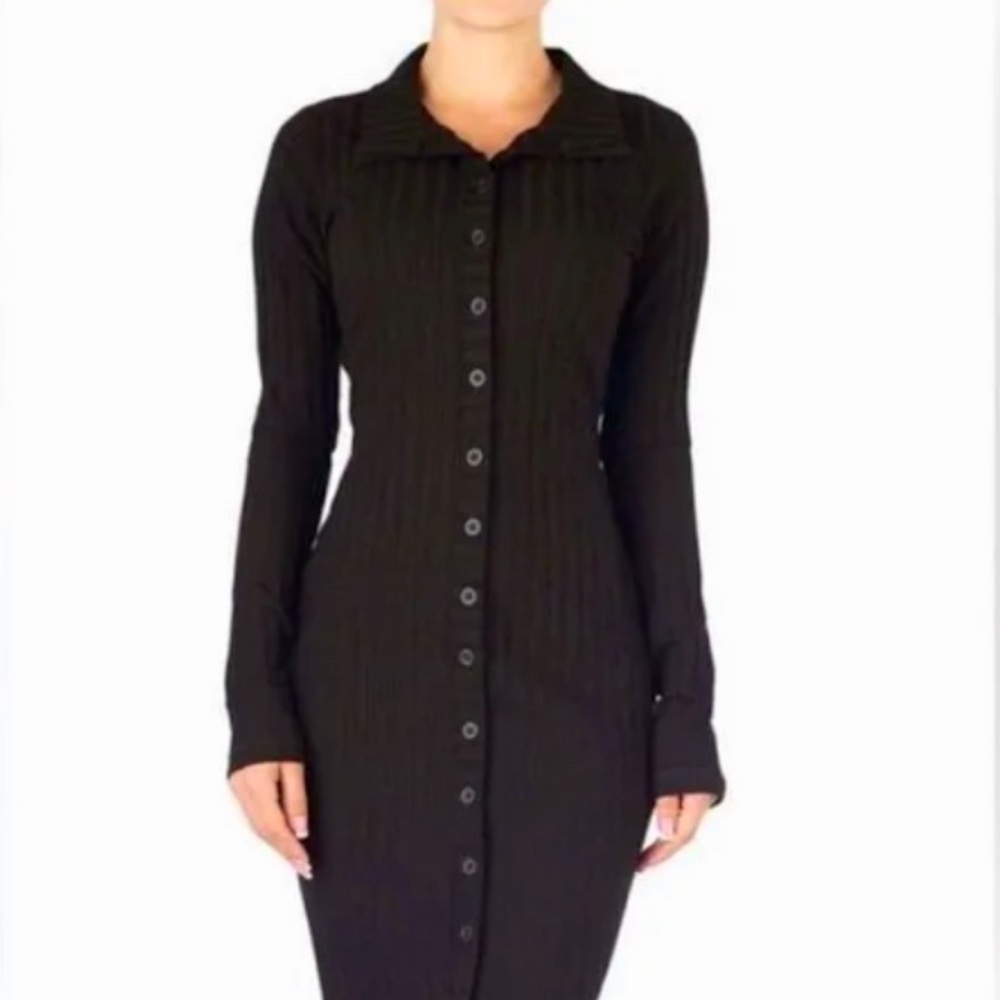 Good American 90’s Ribbed Shirt Dress